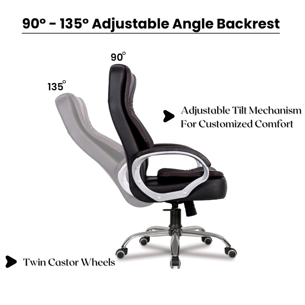 Tusker High Back Leatherette Office Chair Black 