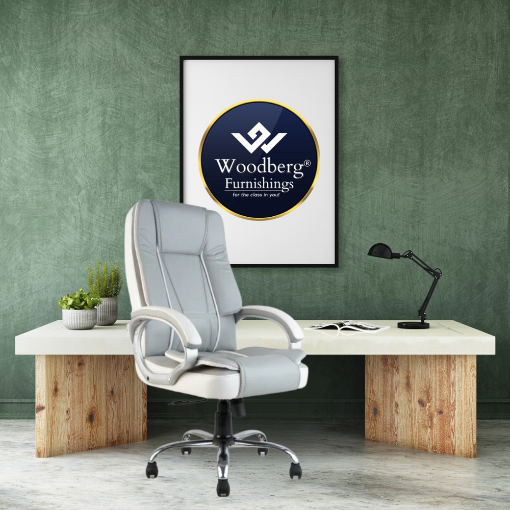 Tusker High Back Leatherette Office Chair Grey & White