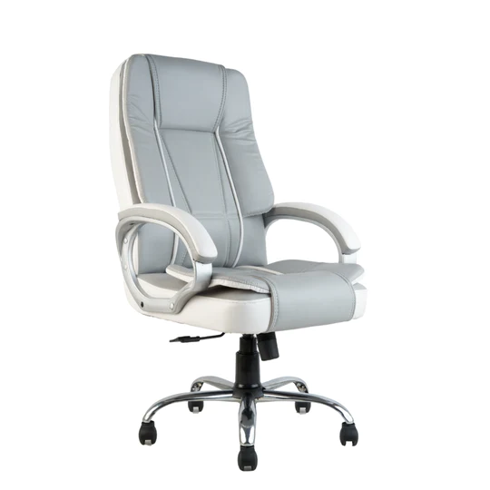 Tusker High Back Leatherette Office Chair Grey & White