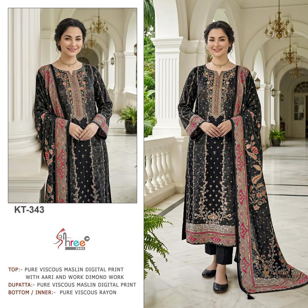 Shree Fab KT 343 - Pure Viscous Maslin Digital Print Pakistani Salwar Suit Wholesale