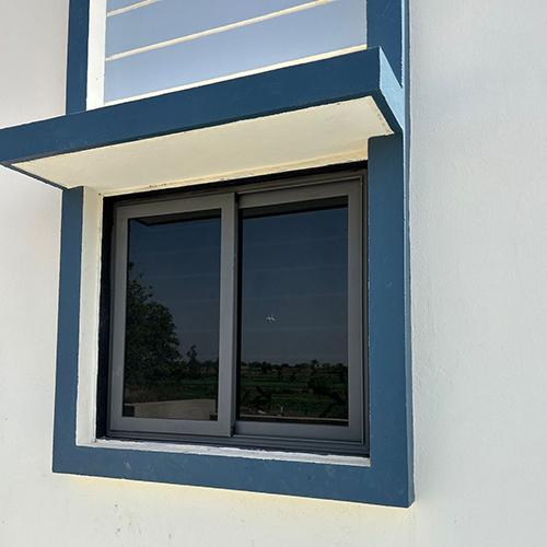Polished Grey Aluminium Sliding Glass Window