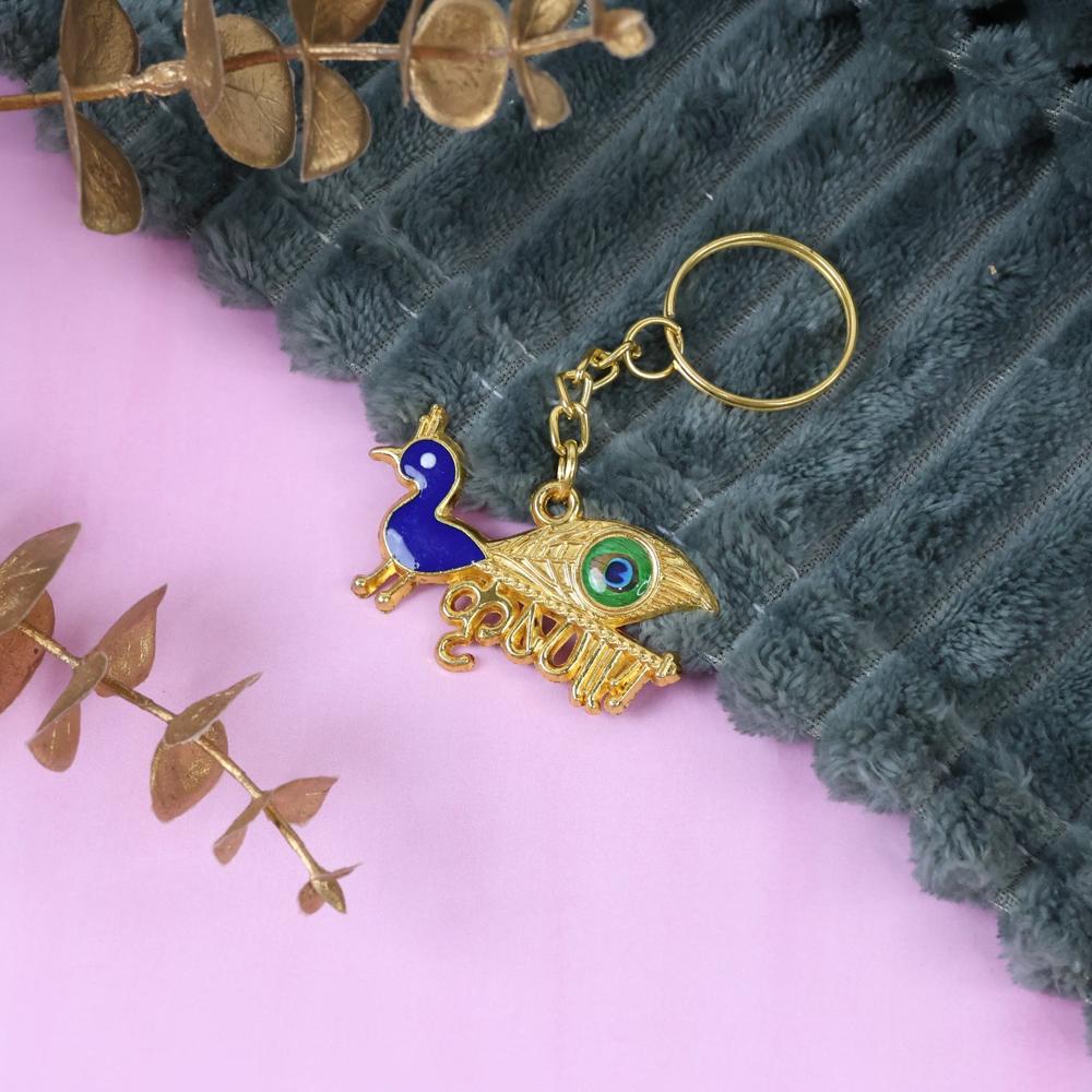 Krishna Theme Keychain Set (5 Pc Mix Design) - Material: Metal