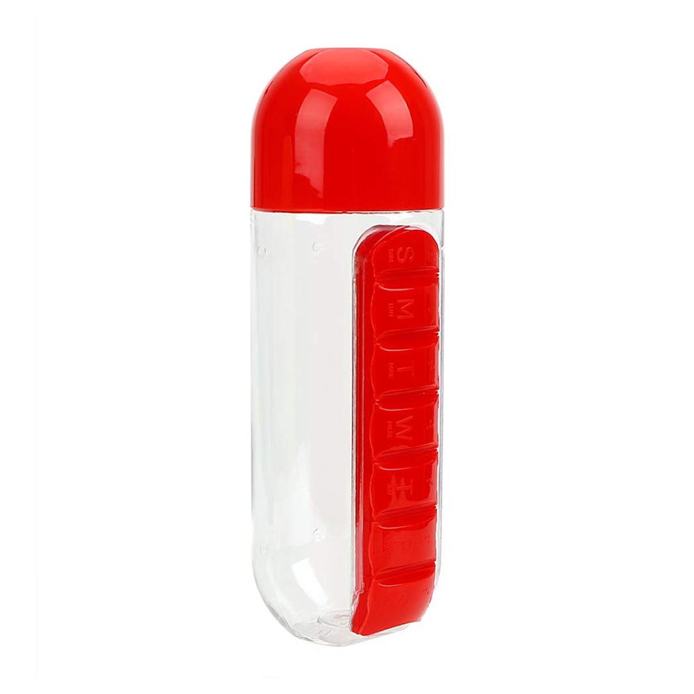 Water Bottle with Built-in 7-Day Pill Organizer Approx 900ml (1 Pc)