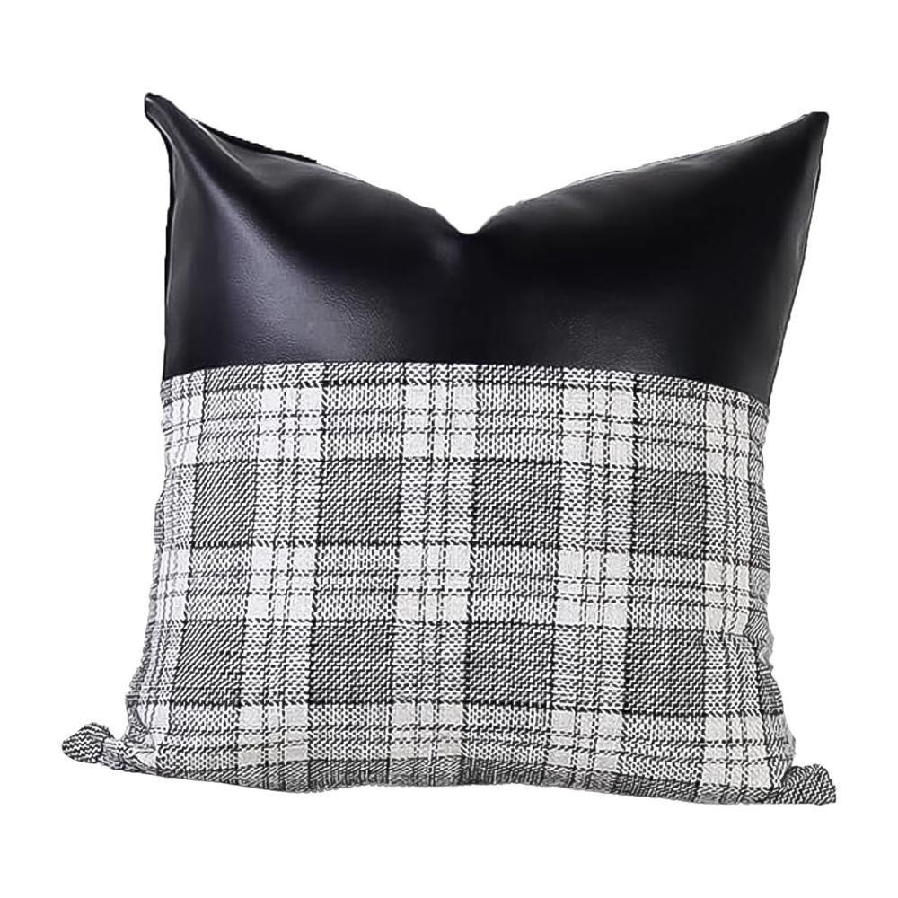 Pillow Covers Cushion Cases Soft Leather and Cotton (23  22 Inch / 1 Pair / 2 Pc)