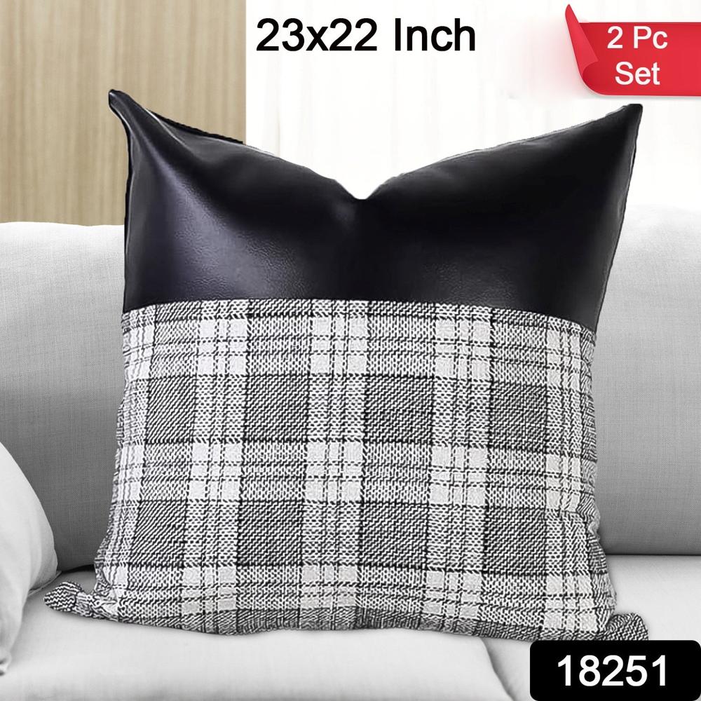 Pillow Covers Cushion Cases Soft Leather and Cotton (23  22 Inch / 1 Pair / 2 Pc)
