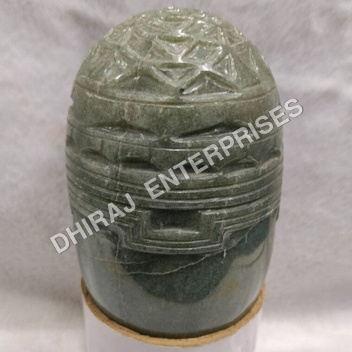 Green Avenchurine Shivling With Carving Shreeyantra