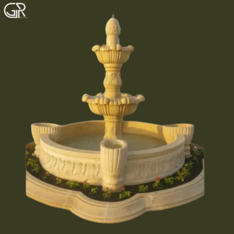 Handmade Garden Stone Fountain, (Ht-4ft)