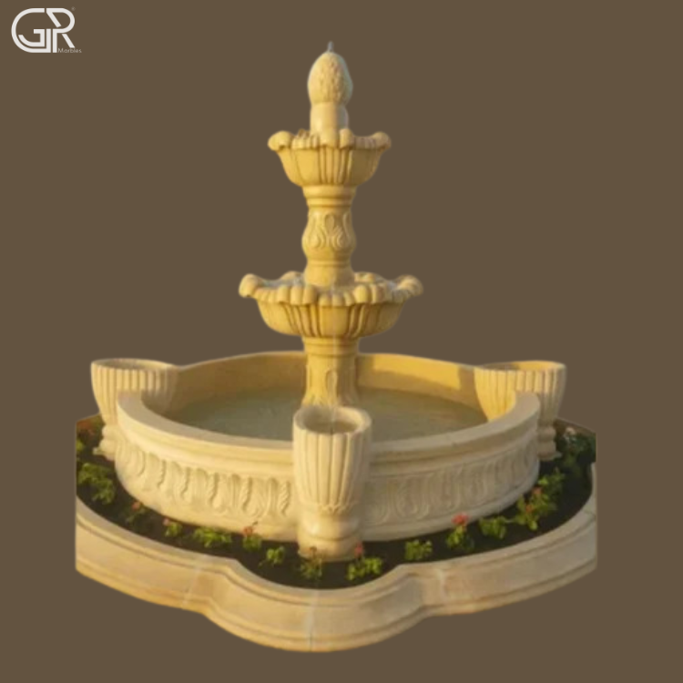 Handmade Garden Stone Fountain, (Ht-4ft)