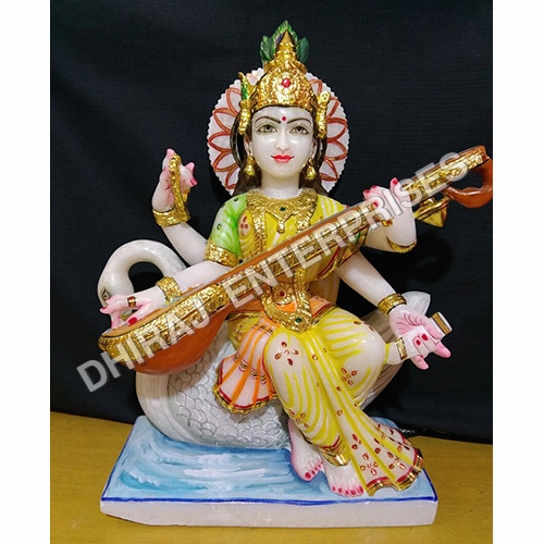 Handcrafted Marble 2 Feet Saraswati Idol