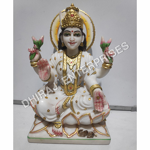 12 Inch Marble Maa Laxmi Statue