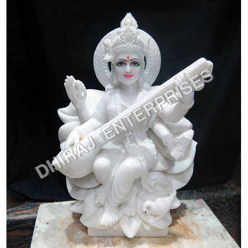 Royal White Marble 1ft Maa Saraswati