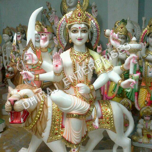Pure White Maa Durga In Marble