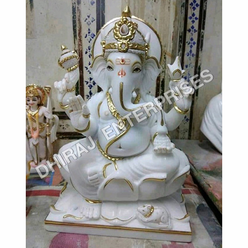 Royal White Marble Ganesha Statue 2 Feet