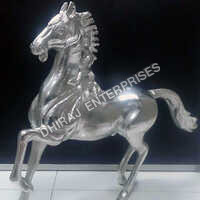 White Metal Horse Idols - Application: Home Decor