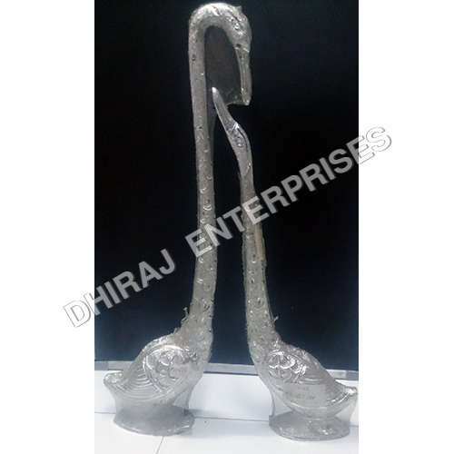 White Metal Love Birds Statue