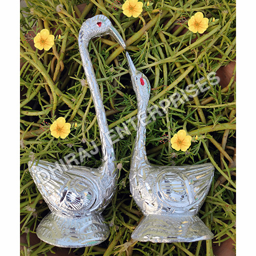 Love Birds In White Metal