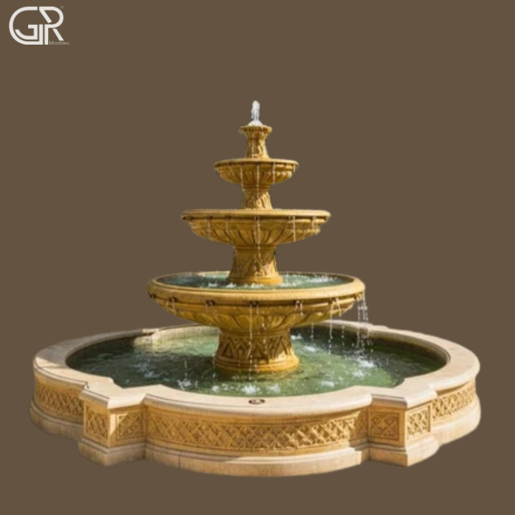 Sandstone 3 Tier Fountain, (Ht-7ft)