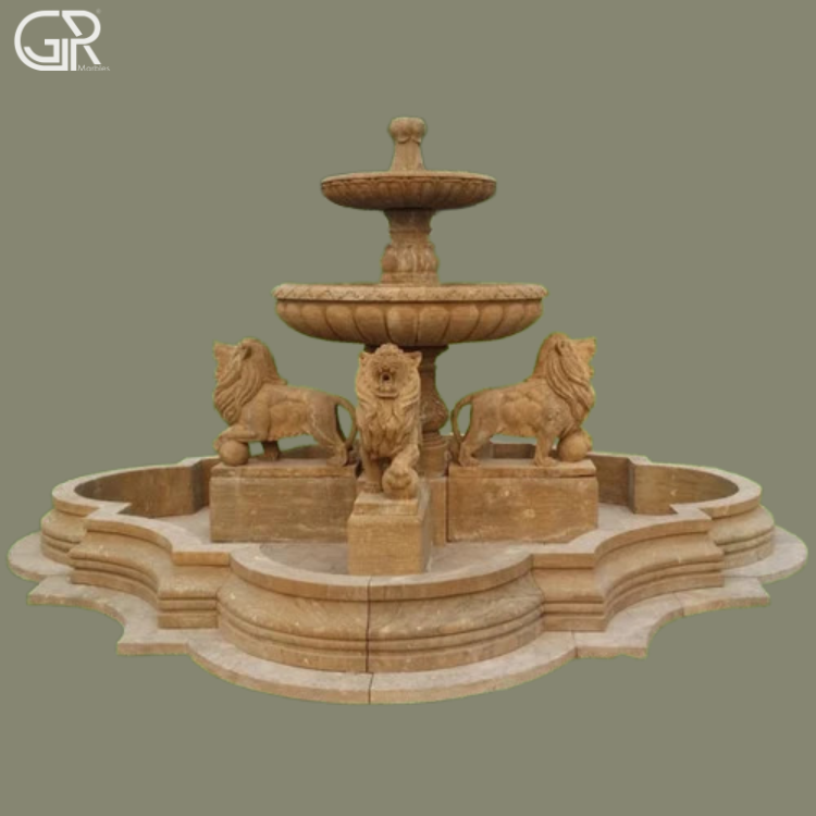 Brown Sandstone Water Fountain, (Ht-7ft)