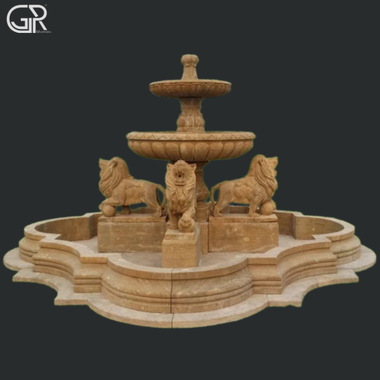 Brown Sandstone Water Fountain, (Ht-7ft)