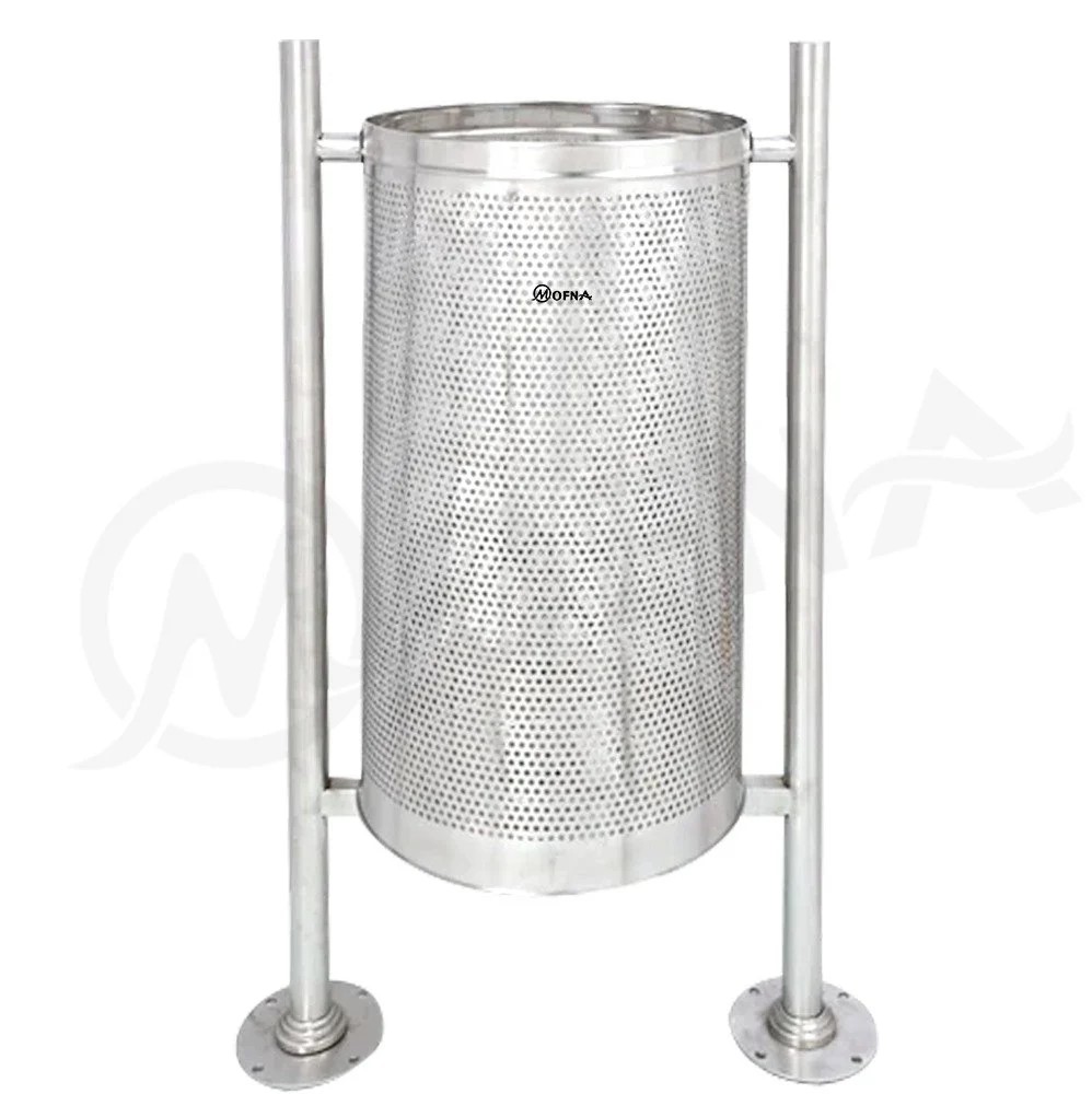 Mofna Stainless Steel Single Pole Perforated Dustbin 50 Later 