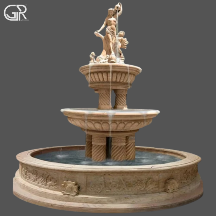 Dholpur Sandstone Water Fountain, (Ht-8ft)