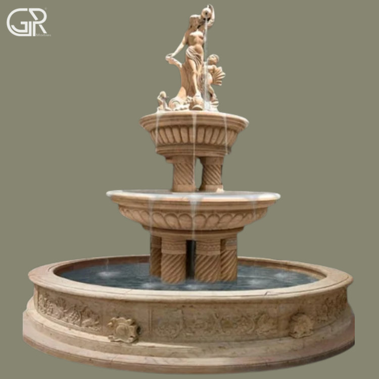 Dholpur Sandstone Water Fountain, (Ht-8ft)