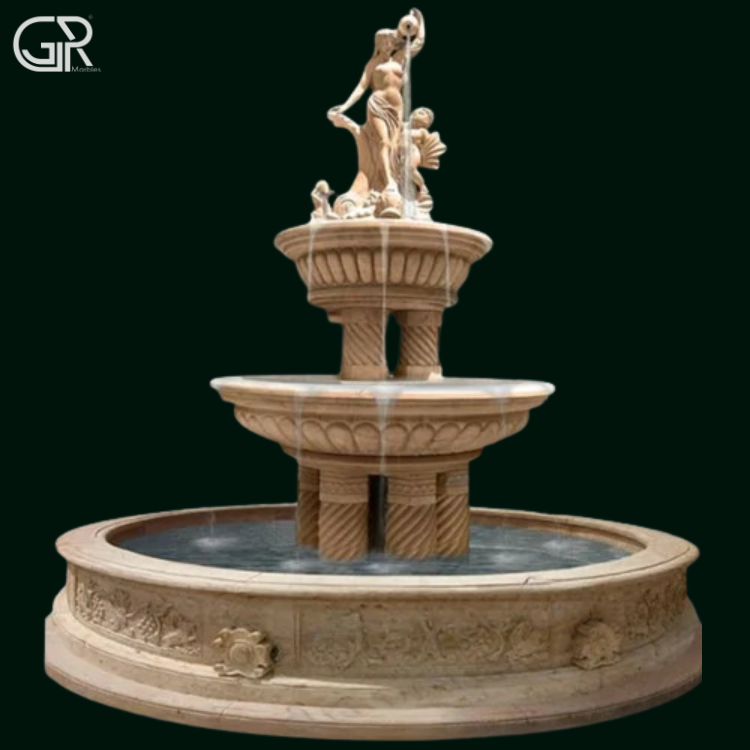Dholpur Sandstone Water Fountain, (Ht-8ft)