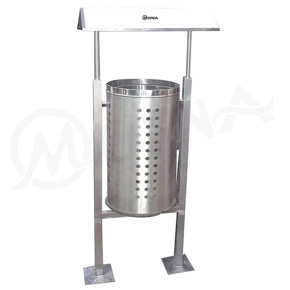 Mofna Stainless Steel Single Roof Pole Dustbin 50 Liter