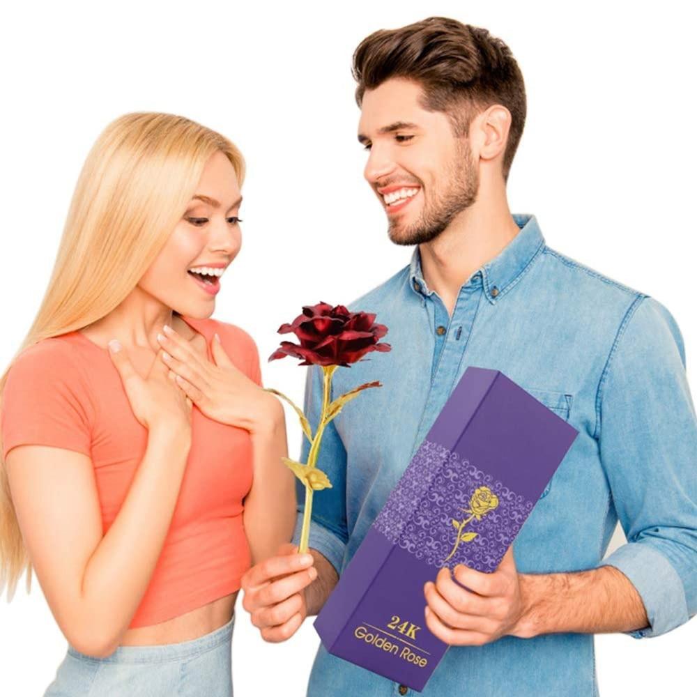 24k Gold Rose,hicoosee Go-ld Foil Plated Rose with LOVE Stand and Gift Box