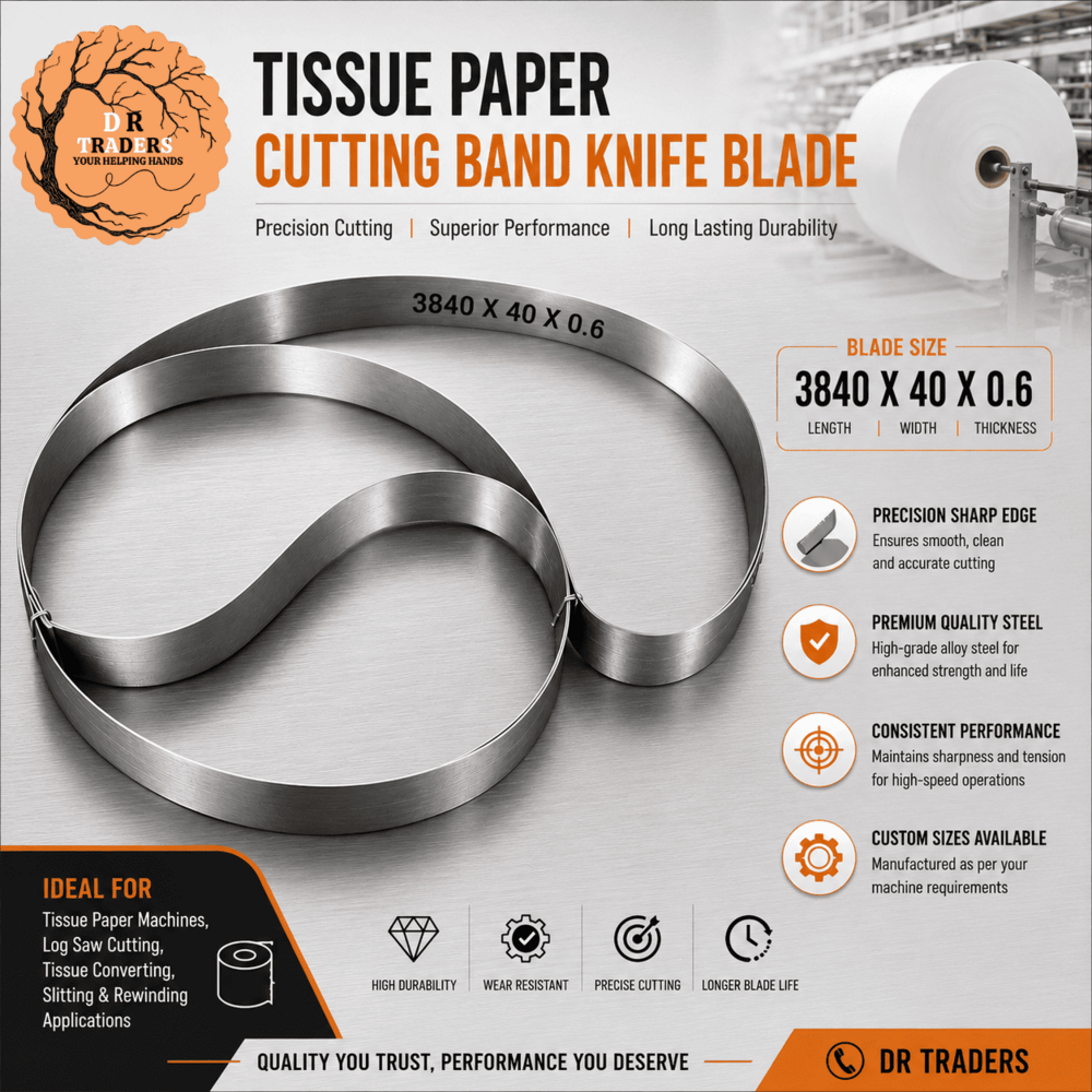 3840 x 40 x 0.6 mm Tissue Paper Cutting Band Knife Blade