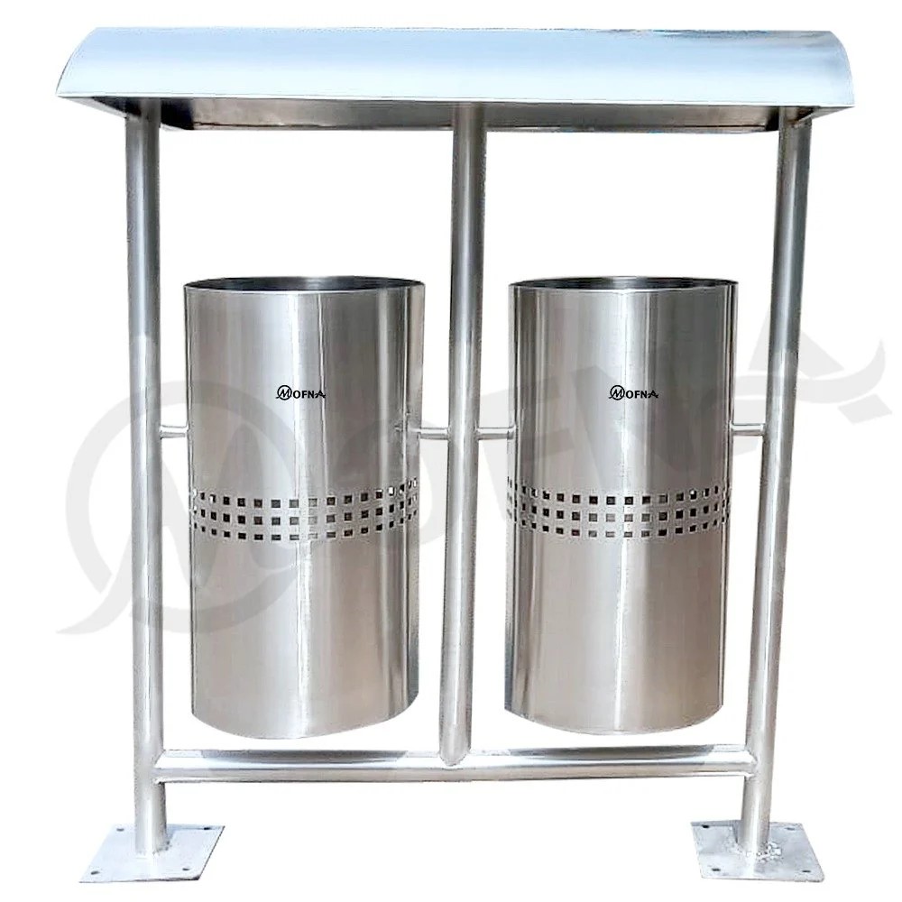 Mofna Stainless Steel Roof Pole Dustbin, 120 Liter