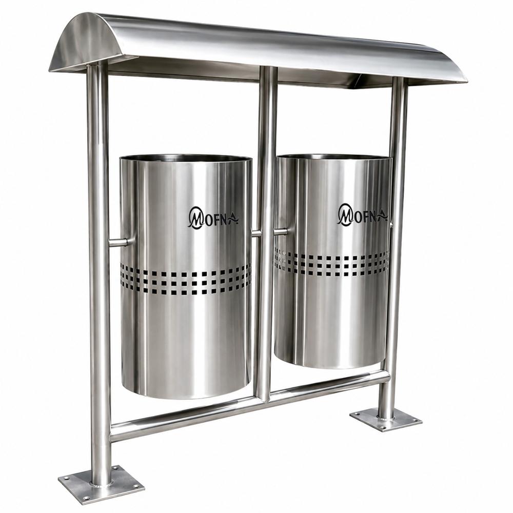 Mofna Stainless Steel Roof Pole Dustbin, 120 Liter