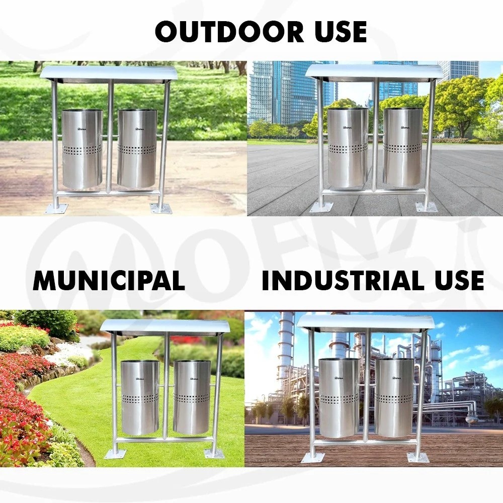 Mofna Stainless Steel Roof Pole Dustbin, 120 Liter
