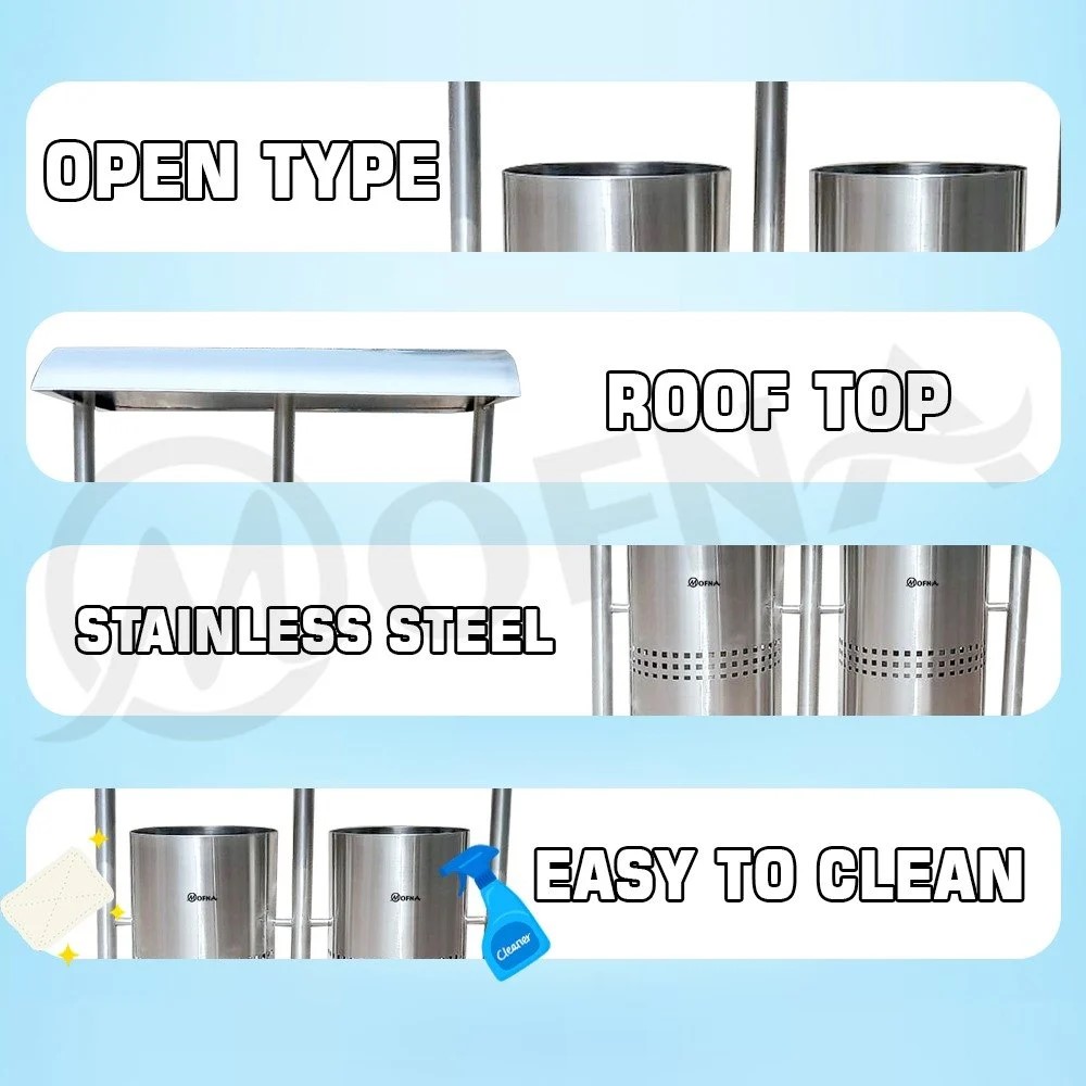 Mofna Stainless Steel Roof Pole Dustbin, 120 Liter