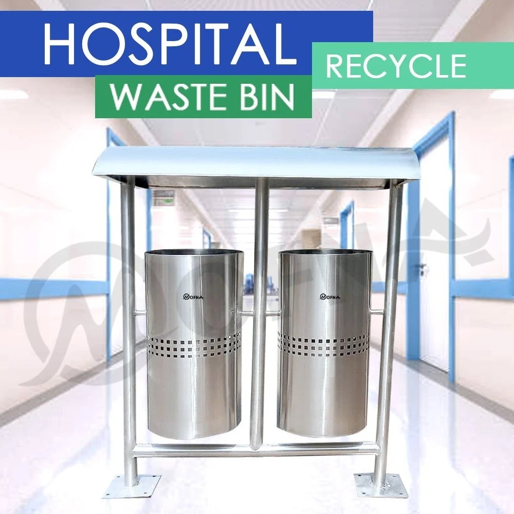 Mofna Stainless Steel Roof Pole Dustbin, 120 Liter