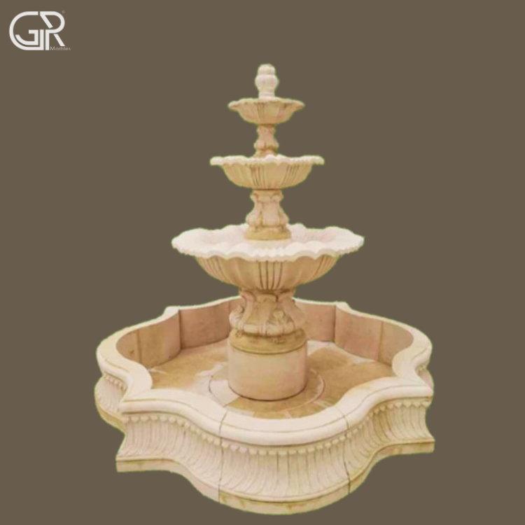 Teakwood Stylish Sandstone Fountain, (Ht-4ft)