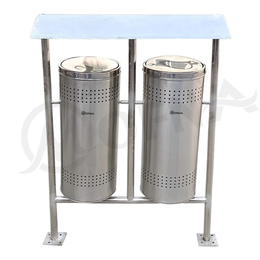 Mofna Stainless Steel Roof Pole Swing Dustbin, 100 Liter