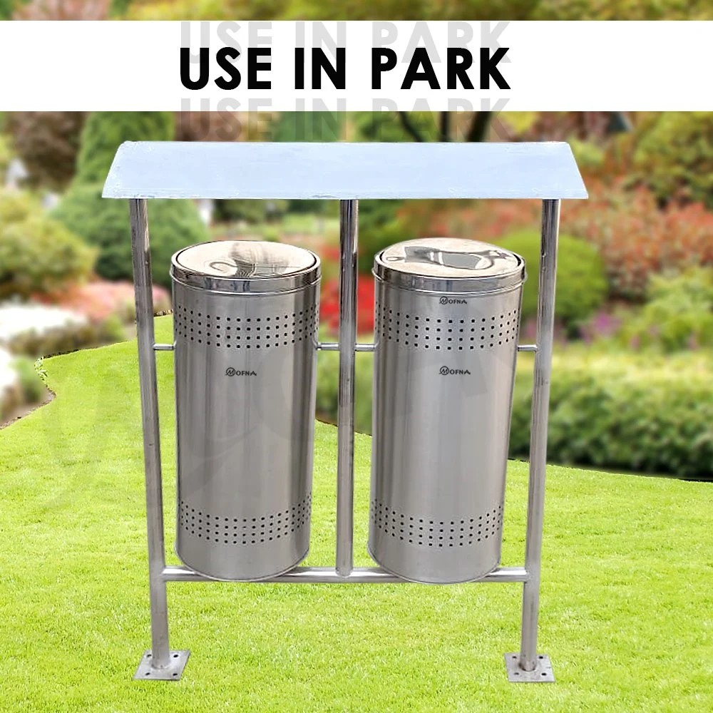 Mofna Stainless Steel Roof Pole Swing Dustbin, 100 Liter