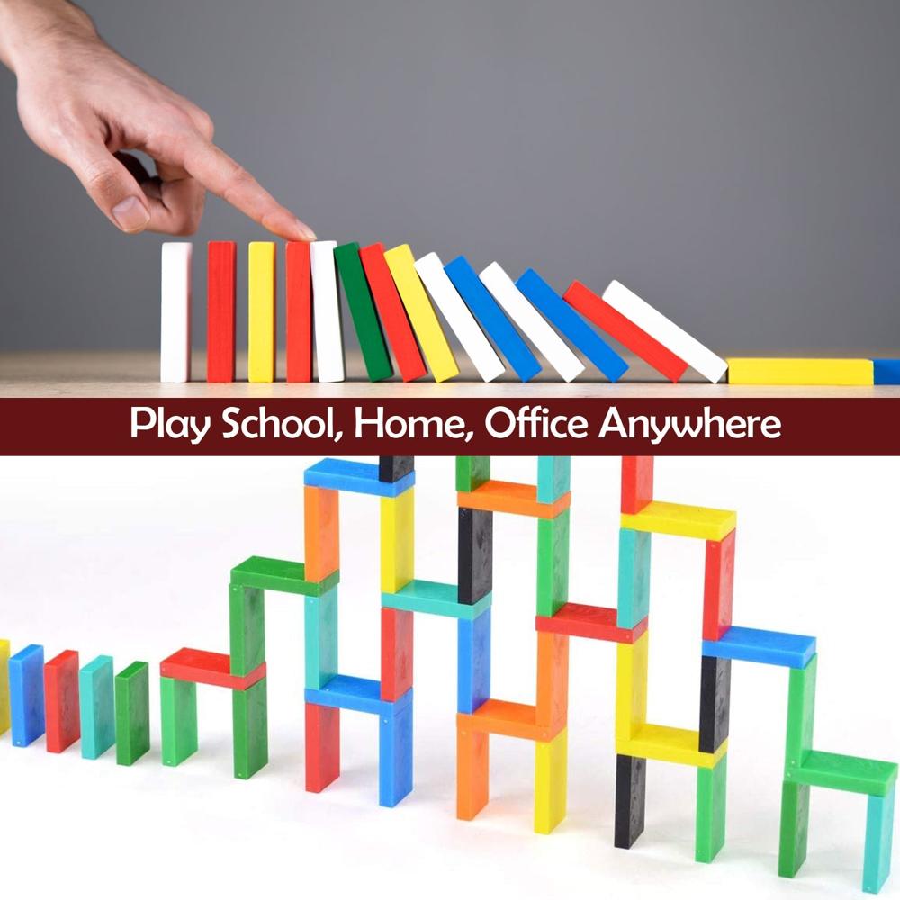 DOMINO BLOCKS SET MULTICOLOR WOODEN TOY BUILDING INDOOR GAME TOY