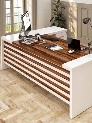 Modern L-Shape Work Station - Artwork: Carving
