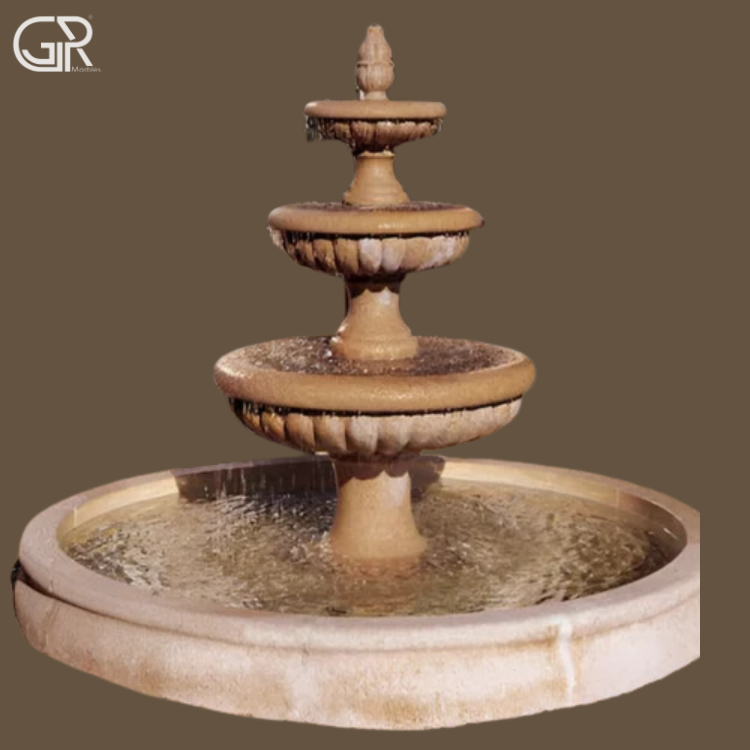Sandstone Outdoor 3 Tier Water Fountains, (Ht-6ft)