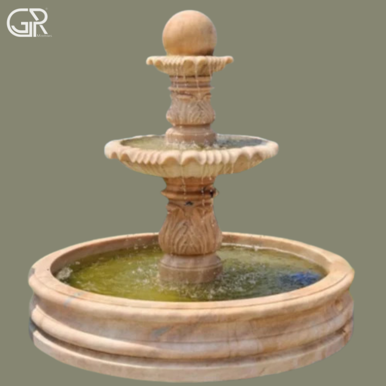 Beige Sandstone Water Fountain, (Ht-5ft)