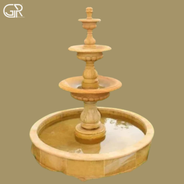 Sandstone Garden Fountain Tier Beige Brown, (Ht-5ft)
