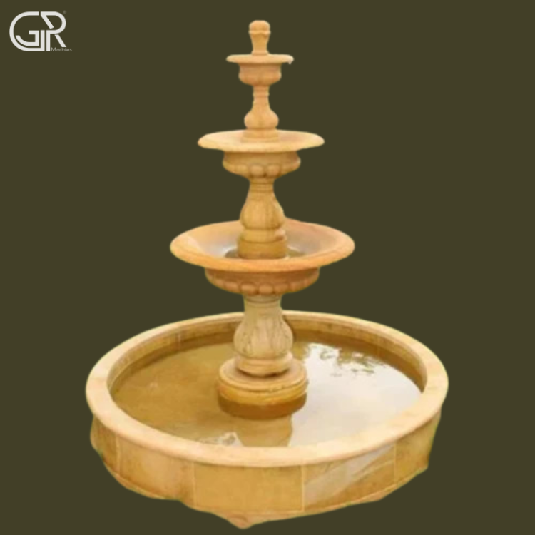 Sandstone Garden Fountain Tier Beige Brown, (Ht-5ft)