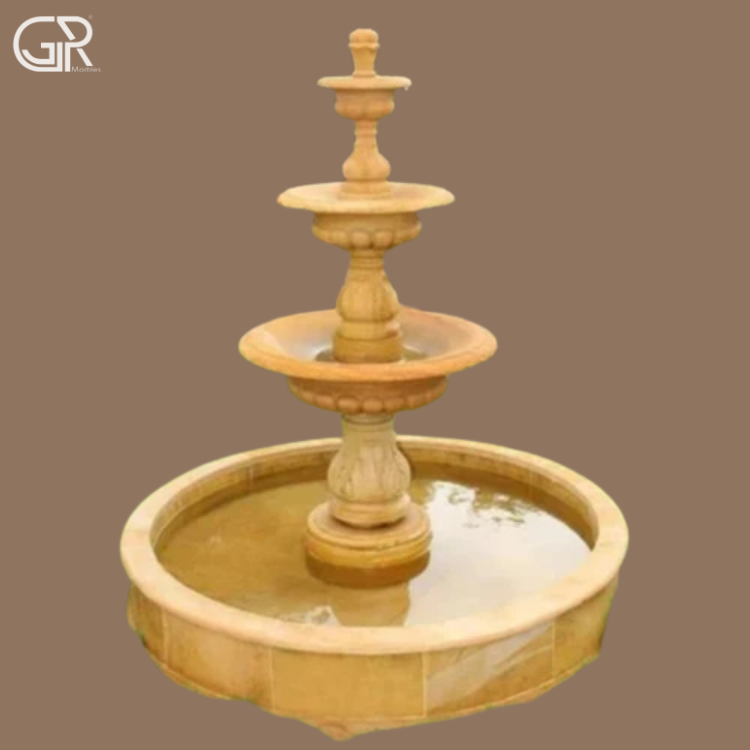 Sandstone Garden Fountain Tier Beige Brown, (Ht-5ft)