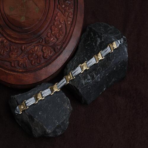 Stylish 2 Tone Silver Plated Bracelet for boys and girls