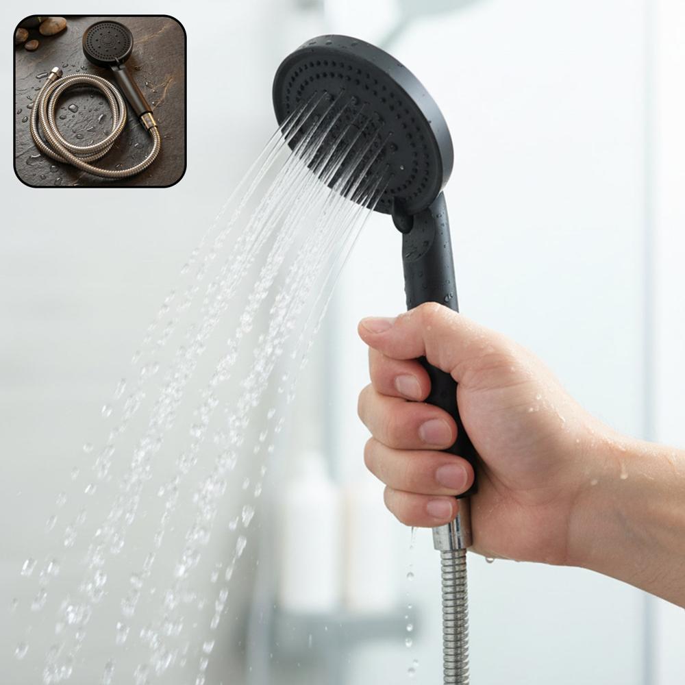 Handheld Bathroom Shower Head With Flexible Stainless Steel Hose 143 Cm Long - Color: Mix