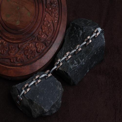 Stylish 2 Tone Silver Plated Bracelet for boys and girls