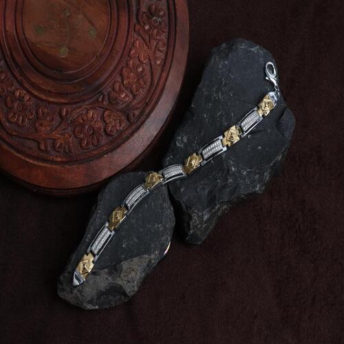 Stylish 2 Tone Silver Plated Bracelet for boys and girls