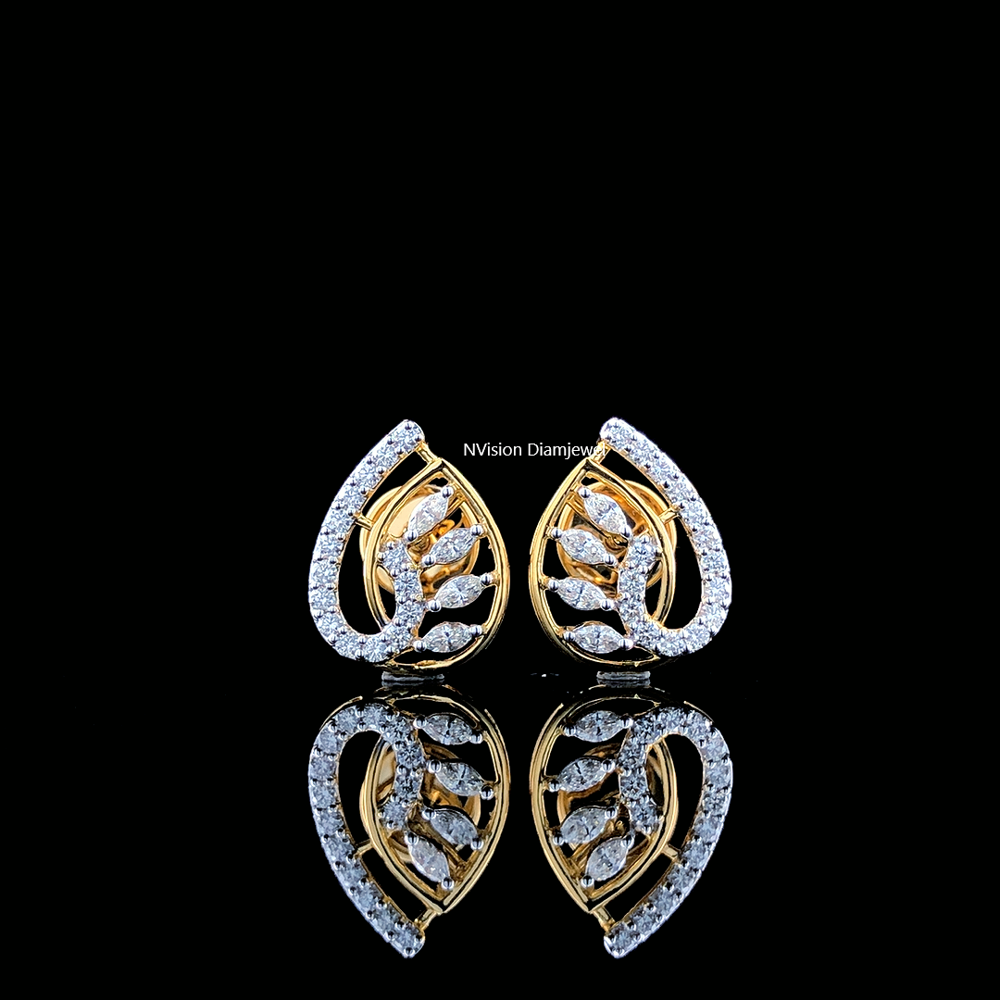 18KT Peacock Theme Natural Diamond Earrings